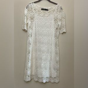 Lauren Ralph Lauren Crochet Lace Sheath Dress Off White Size Medium Stunning!